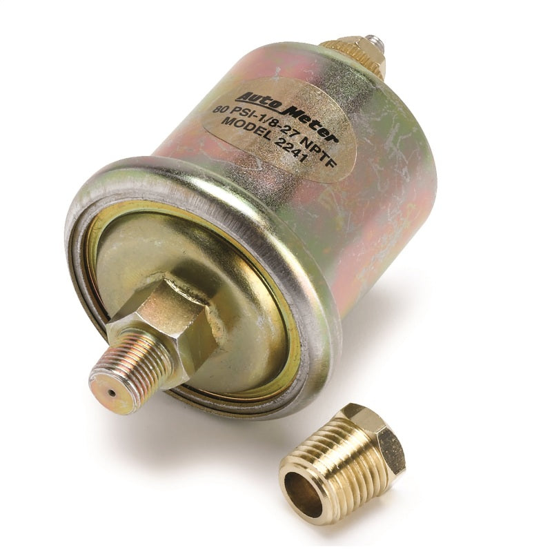 Autometer Sensor, Oil Pressure, 0-80Psi, 1/8" Npt Male, For Short Sweep Elec 2241 Photo - Primary