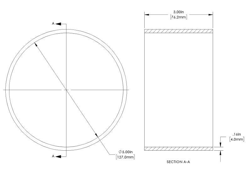 aFe POWER Universal Products Coupler Kit 5in ID x 3in L - Black 59-00223 59-00223 Technical Drawing
