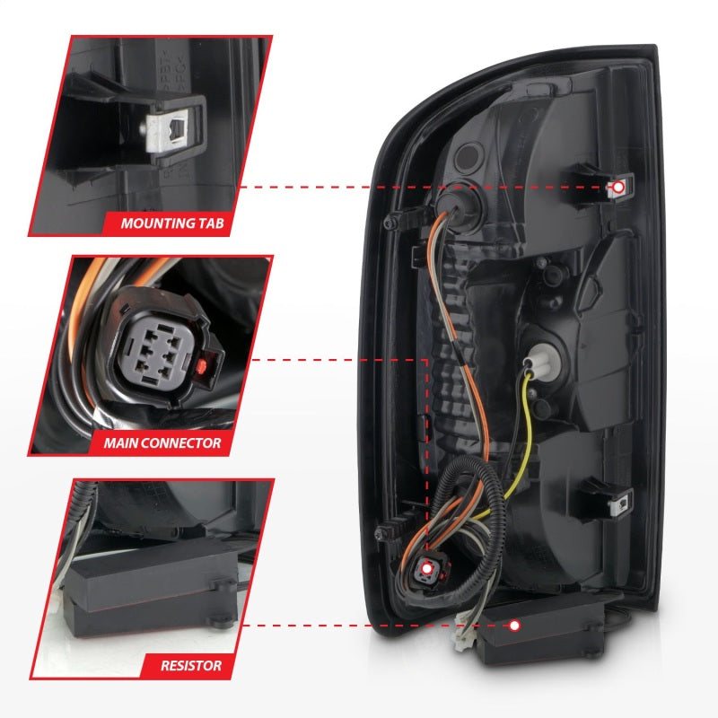 ANZO 15-21 GMC Canyon Full LED Tail Lights w/ Red Lightbar Black Housing Smoke Lens 311435 311435 Photo - Unmounted
