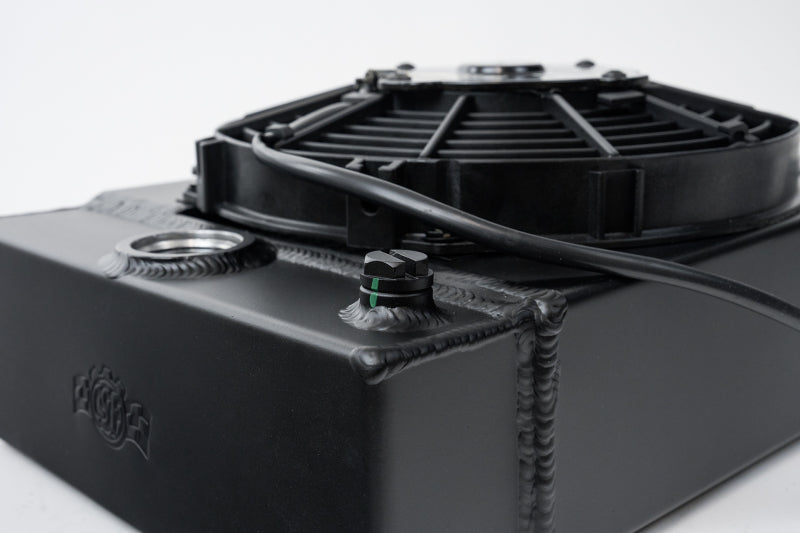 CSF Universal Drag Race / Tuck Radiator w/9in Spal Fan - 10.5in H x 10in L x 3.6in W - Black 7065B 7065B Photo - Close Up