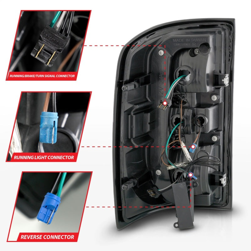 ANZO 14-18 GMC Sierra 1500 Full LED Taillights Black Housing Clear Lens (w/C Light Bars) 311464 311464 Photo - Unmounted