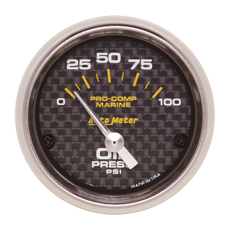 Autometer Gauge, Oil Pressure, 2 1/16", 100Psi, Electric, Marine Carbon Fiber 200758-40 User 1