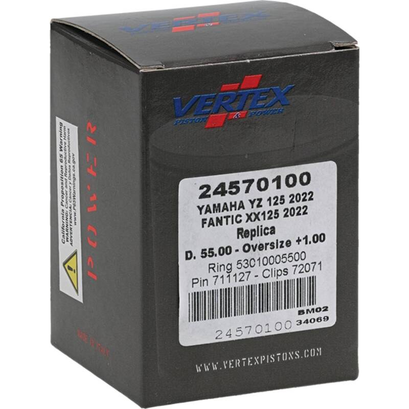 Vertex Pistons Vertex Piston 2023 Fantic Motor XE 125 125cc +1.00mm Oversized Cast Replica Piston Kit 24570100 24570100 Photo - Primary
