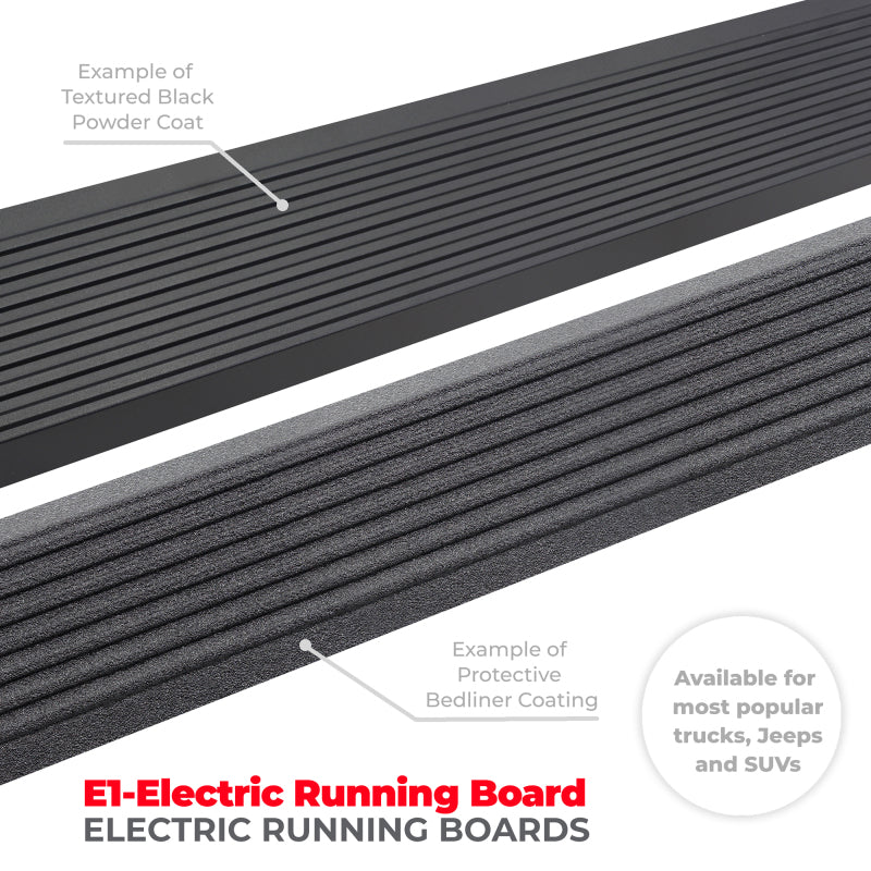 Go Rhino 18-23 Jeep Wrangler 4dr E-BOARD E1 Electric Running Board Kit - Bedliner Coating 20450674T 20450674T Photo - Close Up