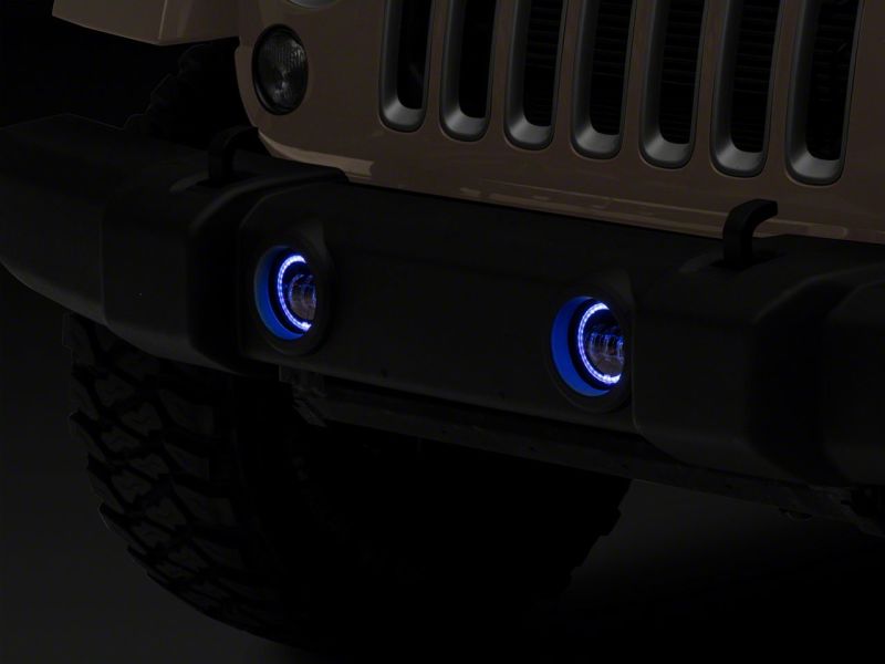 Raxiom 07-18 Jeep Wrangler JK Axial Series 4-In LED Fog Lights w/ RGB Halo J143371 J143371 Photo - Close Up