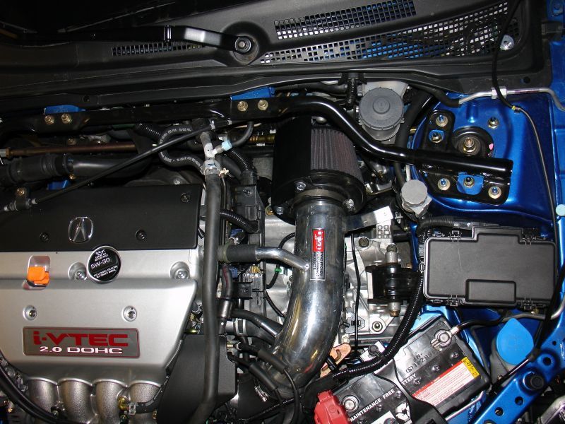 Injen Black Aluminum Air Filter Heat Shield Universal Fits 3.50 HS3500BLK Photo - Mounted