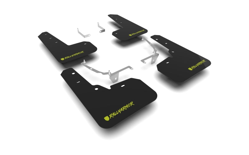 Rally Armor 13-17 Subaru Crosstrek XV Black UR Mud Flap w/ Green Logo (Altered Font) MF26-UR-BLK/CGN-X MF26-UR-BLK/CGN-X Photo - Primary