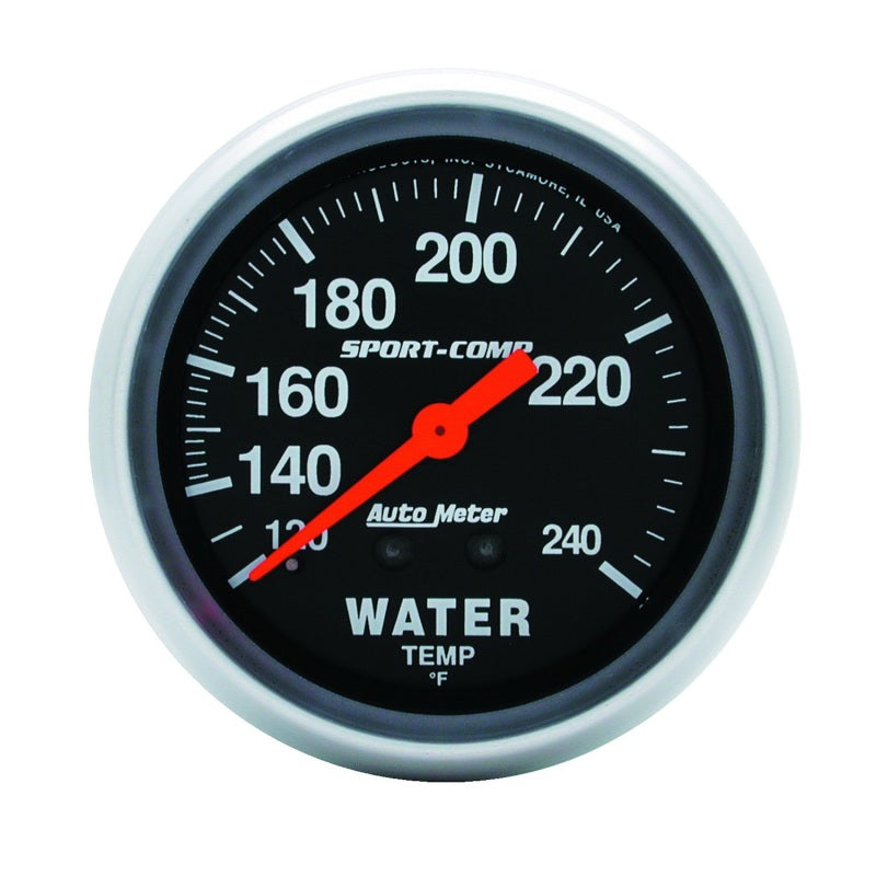 Autometer 2-5/8" Water Temperature, 120-240 °F, 12 Ft., Mechanical, Sport-Comp 3433 Photo - Primary
