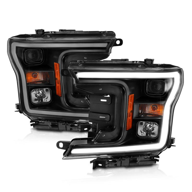 ANZO 2018-2019 Ford F-150 Projector Plank Style H.L. Black Amber (Without Switchback) 111467 111467 Photo - Primary