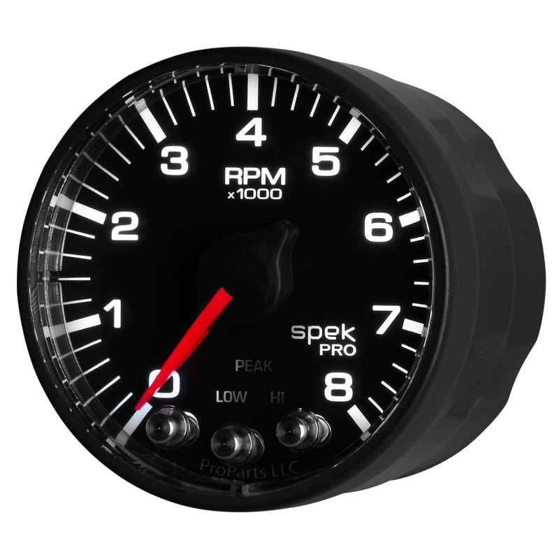 Autometer Tach 2" 8k RPM w Shift Light & Pk Mem Blk/Blk Spek P334328 User 4