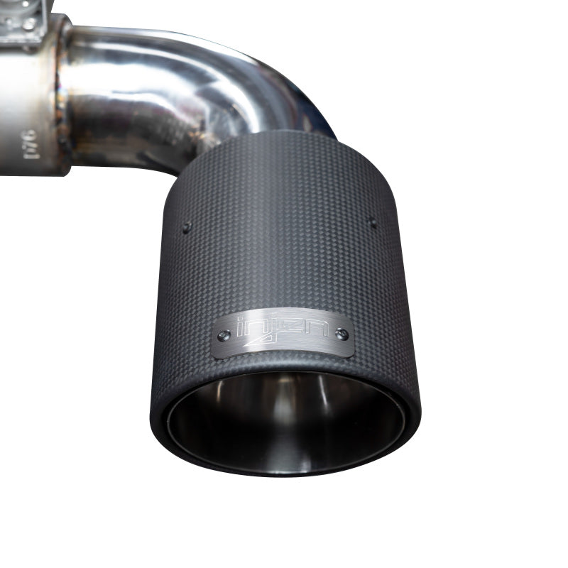 Injen 20-21 Toyota Supra 3.0L Turbo 6cyl SS Cat-Back Exhaust w/ Carbon Fiber Tips SES2300CF SES2300CF Photo - Close Up