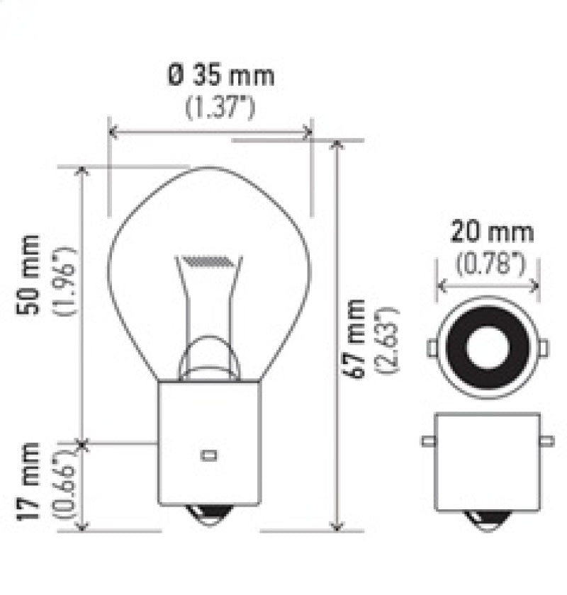 Hella Bulb 660 12V 60W Ba20S B11 660 660 Technical Drawing