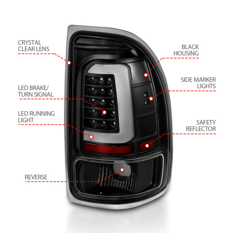 ANZO 1997-2004 Dodge Dakota LED Taillights Black Housing Clear Lens Pair 311347 311347 Photo - Unmounted