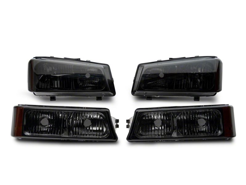 Raxiom 03-06 Chevrolet Silverado 1500 Axial OEM Style Rep Headlights- Chrome Housing- Smoked Lens S122321 S122321 Photo - Close Up