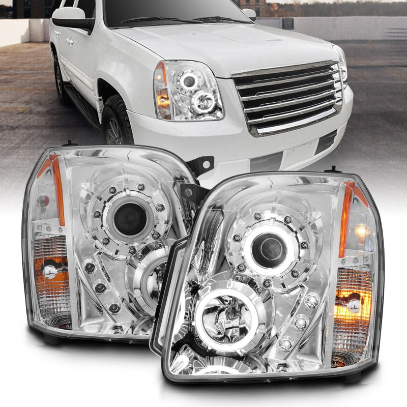 Anzo 2007-2014 Gmc Yukon Projector Headlights w/ Halo Chrome (CCFL) 111147 Photo - Primary