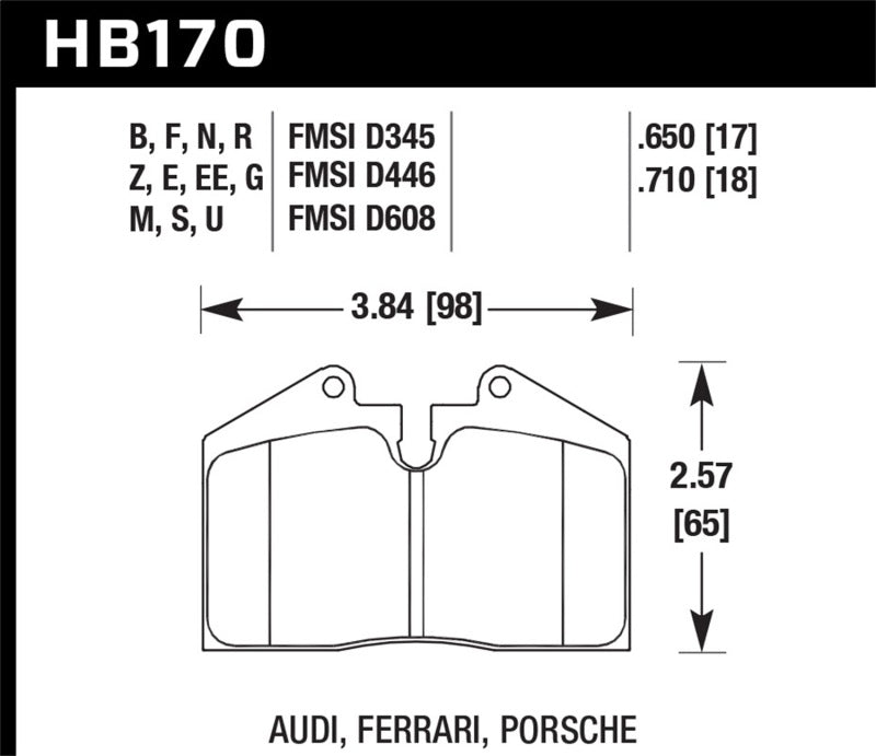 Hawk Ceramic Brake Pads Rear Ferrari 348 GTB Base 1989-1995 HB170Z.650 Photo - Primary
