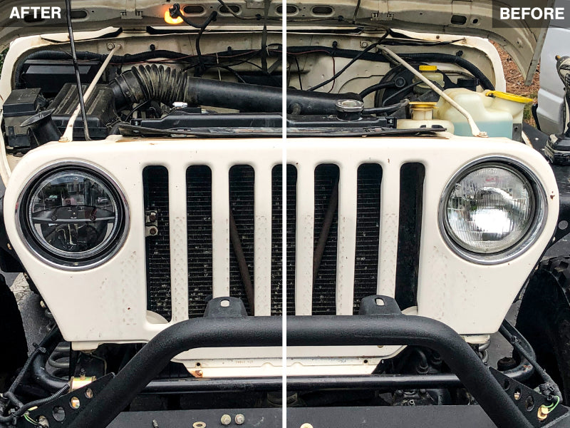 Raxiom 97-18 Jeep Wrangler TJ/JK Axial Series LED Headlights- Black Housing (Clear Lens) J108039 J108039 Photo - Close Up