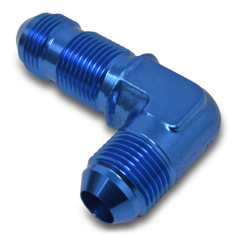 Russell -8 AN 90° Flare Bulkhead Adapter (Blue Finish) 661260 Photo - out of package