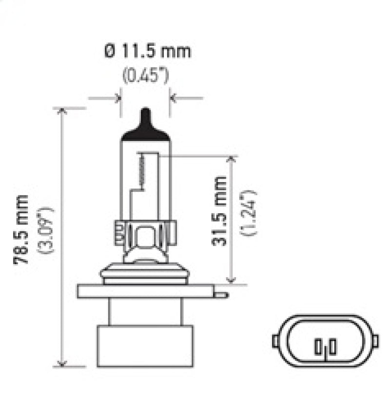 Hella Bulb 9006Xs 12V 55W Xen Pure Ylw Xy (2) H71071462 H71071462 Technical Drawing