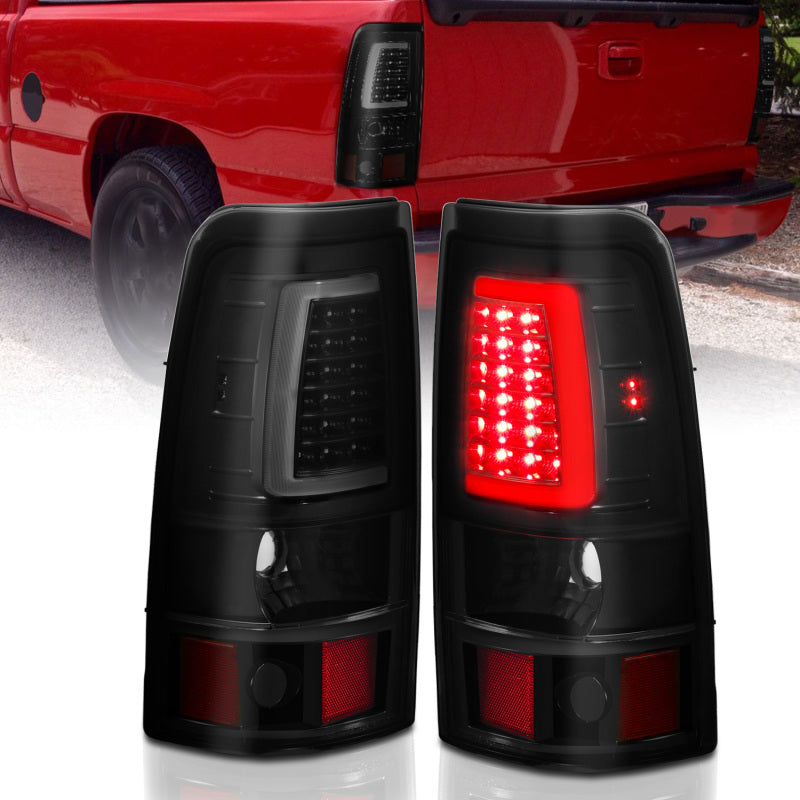 ANZO 1999-2002 Chevy Silverado 1500 LED Taillights Plank Style Black w/Smoke Lens 311331 311331 Photo - Primary