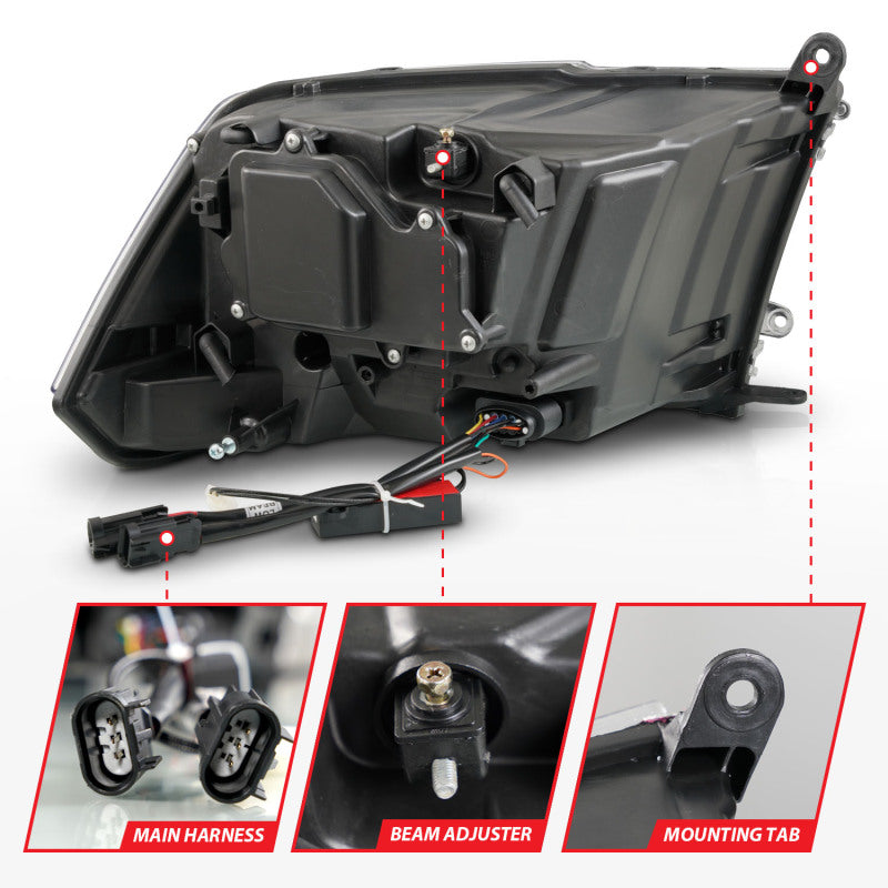 ANZO 09-18 Dodge 1500-3500 LED Plank Style Headlights w/Switchback+Sequential Hyper Black (OE Style) 111608 111608 User 4