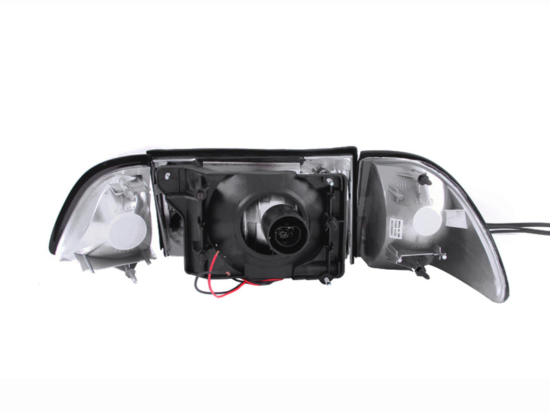 Anzo 1987-1993 Ford Mustang Crystal Headlights Chrome w/ Corner Lights 2pc 121195 Photo - Unmounted