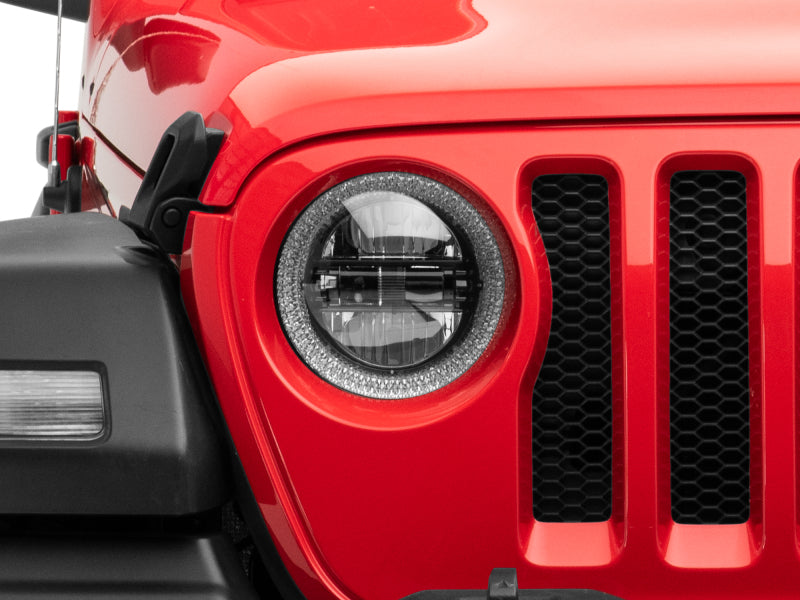 Raxiom 18-22 Jeep Wrangler JL/JT Axial 9-Inch LED Headlights w/RGB Halo- Blk Housing (Clear Lens) J142668 J142668 Photo - Close Up