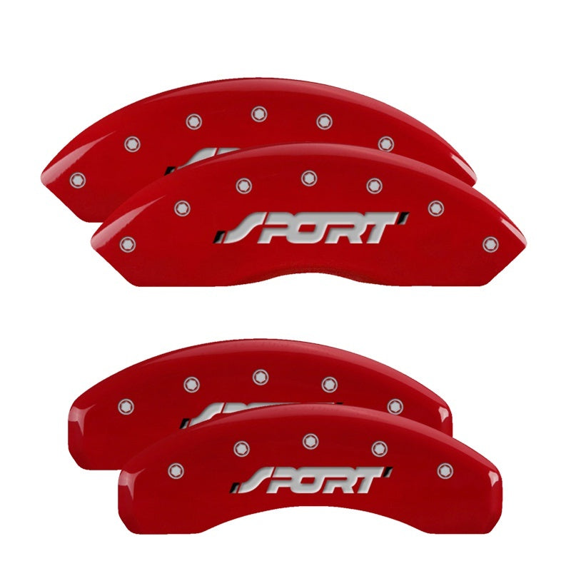 MGP 4 Caliper Covers Engraved Front & Rear SPORT Red finish silver ch 10119SSPORD 10119SSPORD Photo - Primary