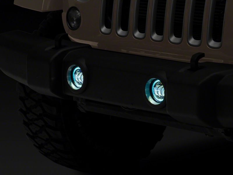 Raxiom 07-18 Jeep Wrangler JK Axial Series 4-In LED Fog Lights w/ RGB Halo J143371 J143371 Photo - Close Up