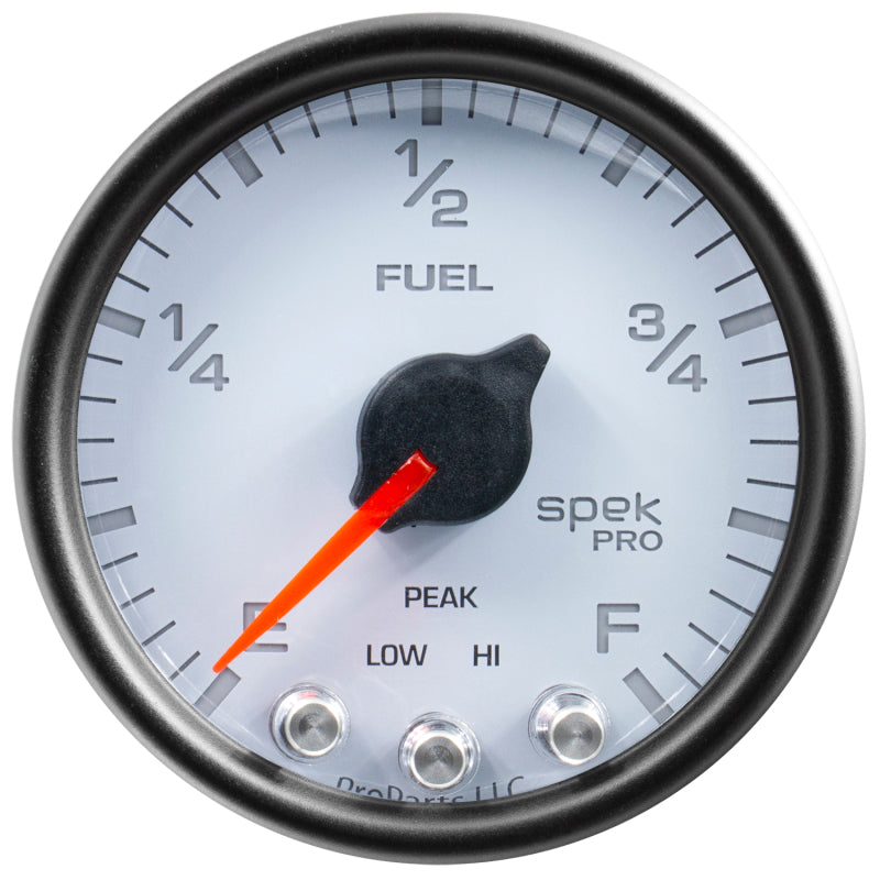 Autometer Spek-Pro Gauge Fuel Level 2 1/16in 0-270 Programmable Wht/Blk P31212 P31212 User 2