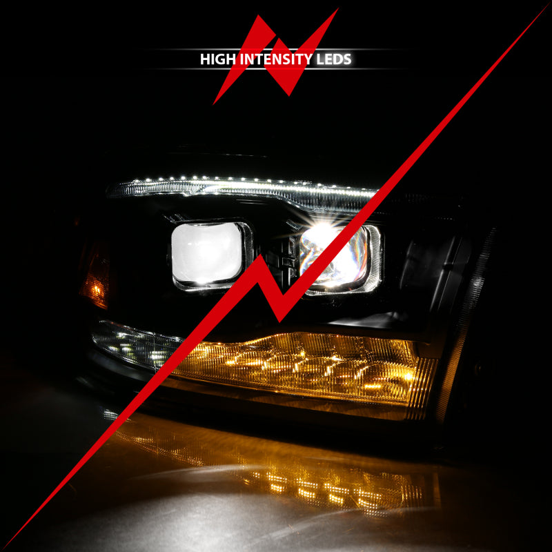 ANZO 2009-2018 Dodge Ram 1500 Led Projector Plank Style Switchback H.L Halo Black Amber (OE Style) 111464 111464 Photo - lifestyle view