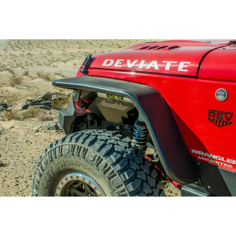 DV8 Offroad 07-18 Jeep Wrangler JK Front & Rear Flat Tube Fenders FENDB-02 FENDB-02 Photo - Mounted