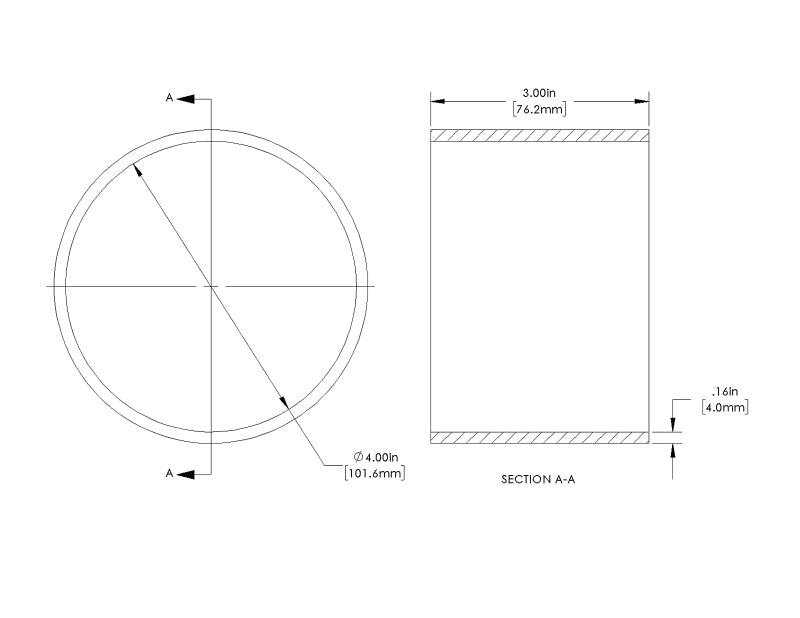 aFe POWER Universal Products Coupler Kit 4in ID x 3in L - Black 59-00221 59-00221 Technical Drawing