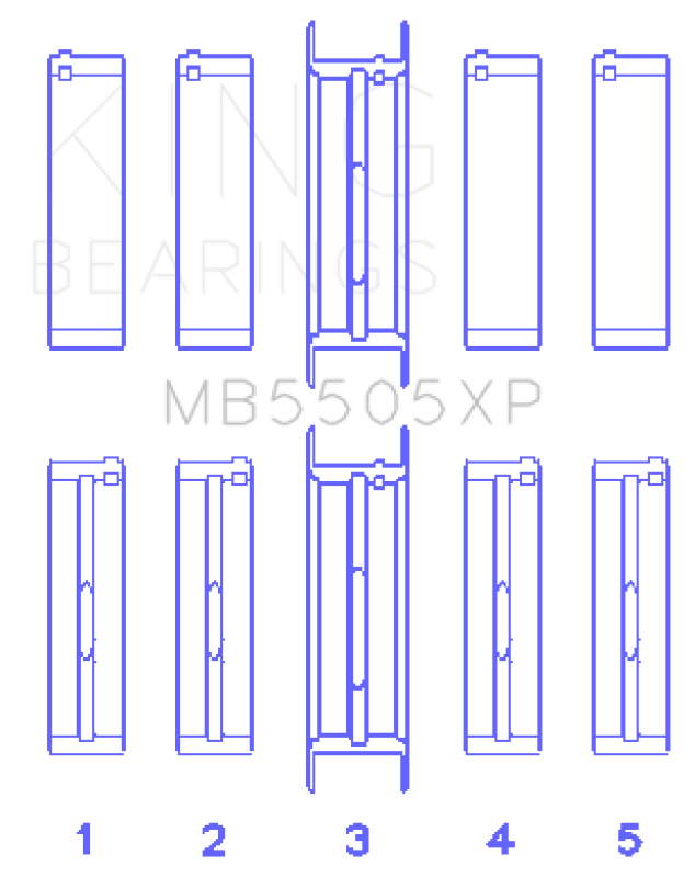 King Ford V8 351ci 5.8L 400ci 6.6L 16V (Size STD) Performance Main Bearing Set MB5505XP MB5505XP Photo - Primary