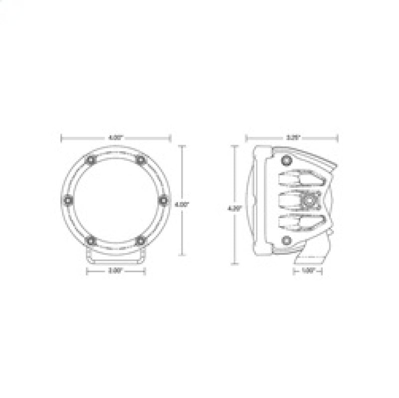 Rigid Industries 360-Series 4in Fog w/ Amber PRO Lens - White (Pair) 36123 36123 Technical Drawing