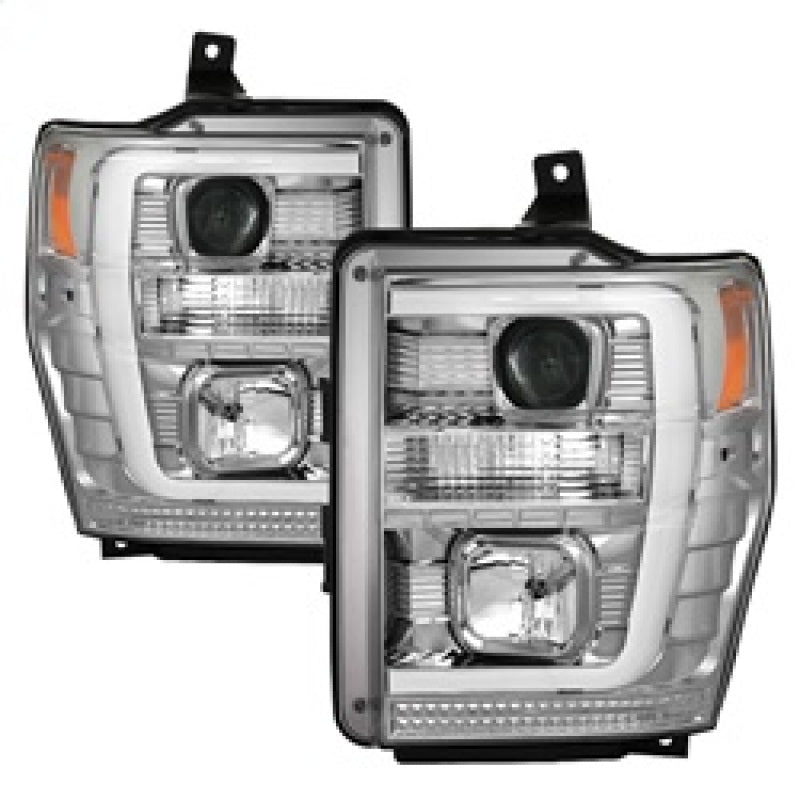 Spyder 08-10 Ford F-250 Super Duty V2 Light Bar DRL Projector Headlights - Chrm (PRO-YD-FS08V2-LB-C) 5084699 5084699 Photo - Primary