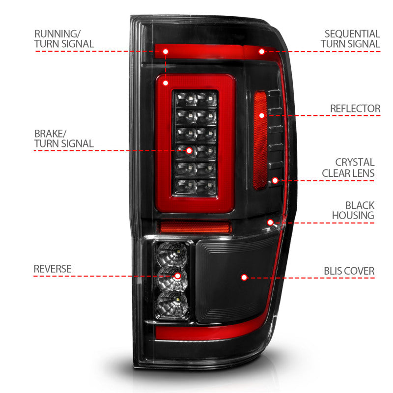 ANZO 19-22 Ford Ranger Full LED Taillights w/ Lightbar Sequential Signal Black Housing/Clear Lens 311446 311446 User 3