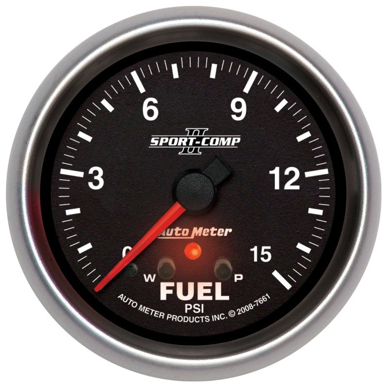 Autometer Gauge, Fuel Press, 2 5/8", 15psi, Stepper Motor w/ Peak & Warn 7661 Photo - Primary