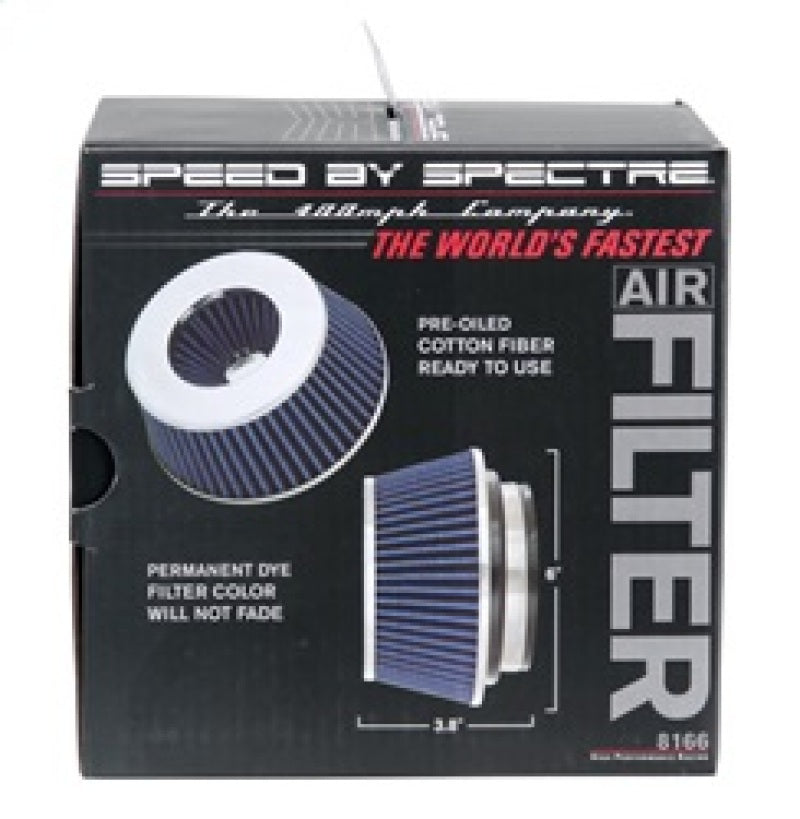Spectre Adjustable Conical Air Filter 2-1/2in. Tall (Fits 3in. / 3-1/2in. / 4in. Tubes) - Blue 8166 8166 Photo - in package