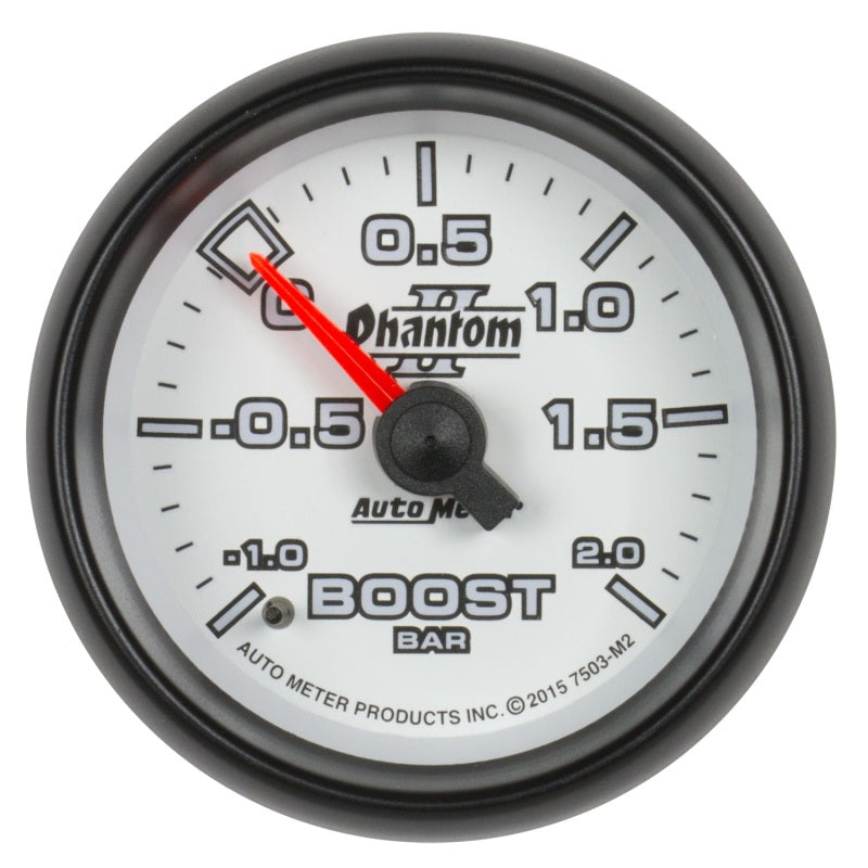 Autometer Phantom II Gauge Vac/Boost 2 1/16in -1 - +2 Bar Mechanical Phantom II 7503-M2 7503-M2 Photo - Primary