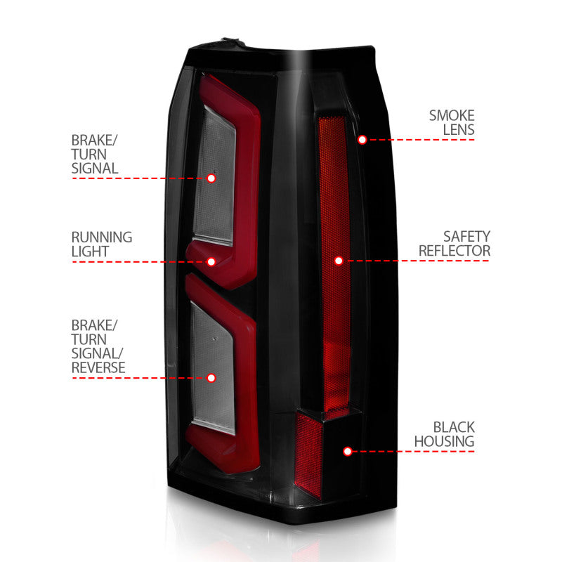 ANZO 2015-2020 Chevrolet Tahoe LED Tail Lights w/ Light Bar Black Housing Somke Lens 311375 311375 User 3