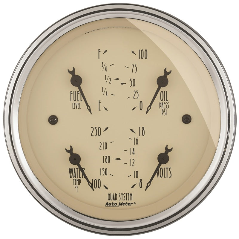 AutoMeter Gauge Kit 2 Pc. Quad & Speedometer 3-3/8in. Antique Beige 1800 1800 User 1