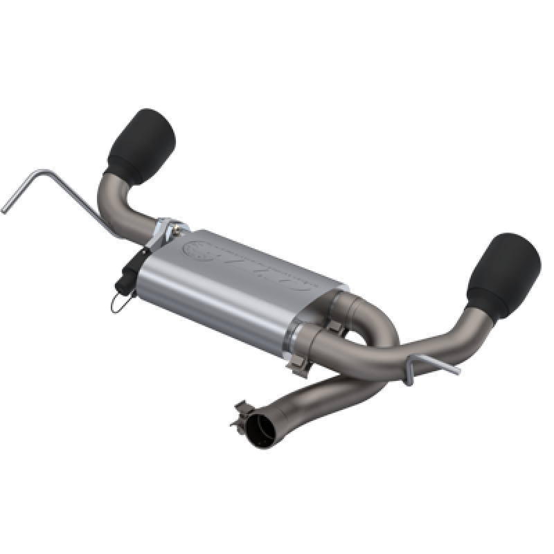 QTP 07-18 Jeep Wrangler 3.6L/3.8L 304SS Screamer Axle Back Exhaust w/4in Black Tips 425007B 425007B Photo - Primary