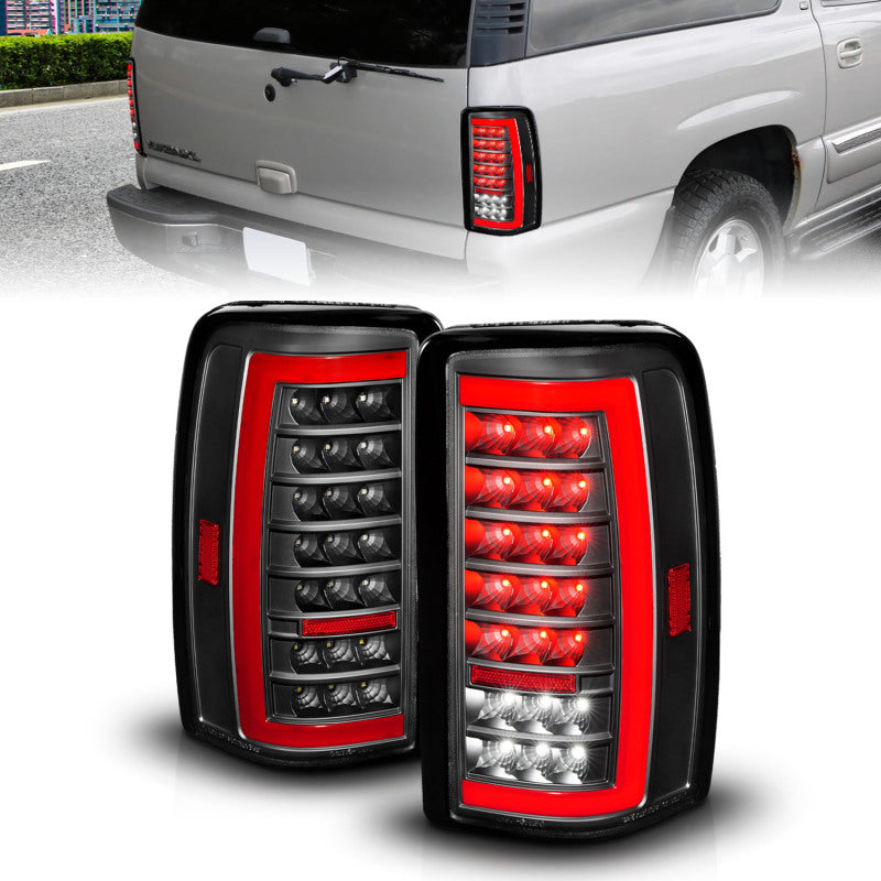 ANZO 00-06 Chevrolet Tahoe / GMC Yukon Full LED Taillights w/ Lightbar Black Housing/Clear Lens 311448 311448 Photo - Primary