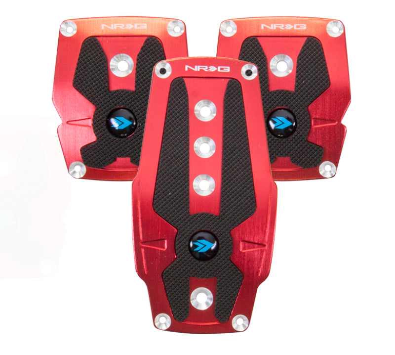 NRG Brushed Red Aluminum Sport Pedal w/ Black Rubber Inserts MT PDL-200RD Photo - Primary