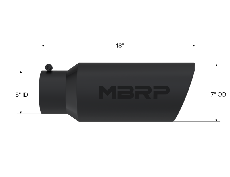 MBRP Universal Tip 7in O.D. Rolled End 5in inlet 18in length Black T5127BLK Photo - Close Up