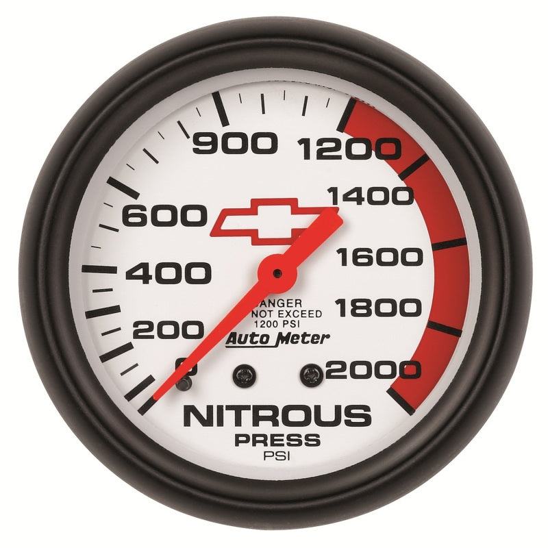 AutoMeter Gauge Nitrous Pressure 2-5/8in. 2000PSI Mechanical Chevy Red Bowtie White 5828-00406 5828-00406 Photo - Primary