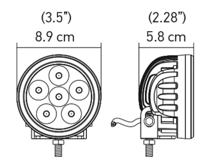 Hella 90mm 6led Ped Off Rd Spt 357201001 Technical Drawing