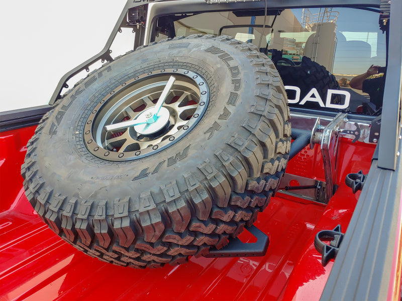 DV8 Offroad 2019+ Jeep Gladiator In-Bed Adjustable Tire Carrier TCGL-01 TCGL-01 Photo - Mounted