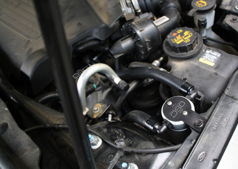 J&L 10-18 Ford Taurus Sho EcoBoost V6 Passenger Side Oil Separator 3.0 - Clear Anodized 3023P-C 3023P-C Photo - Mounted